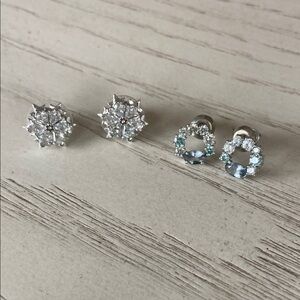 Swarovski Silver and Blue Crystal Earrings Set